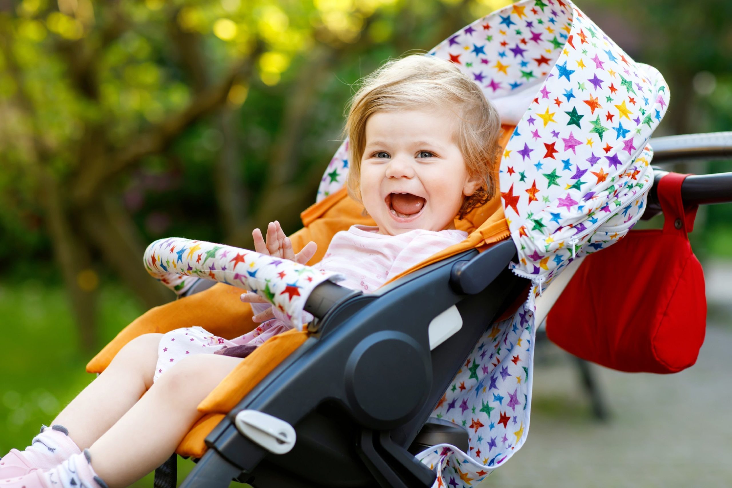 baby girl in stroller